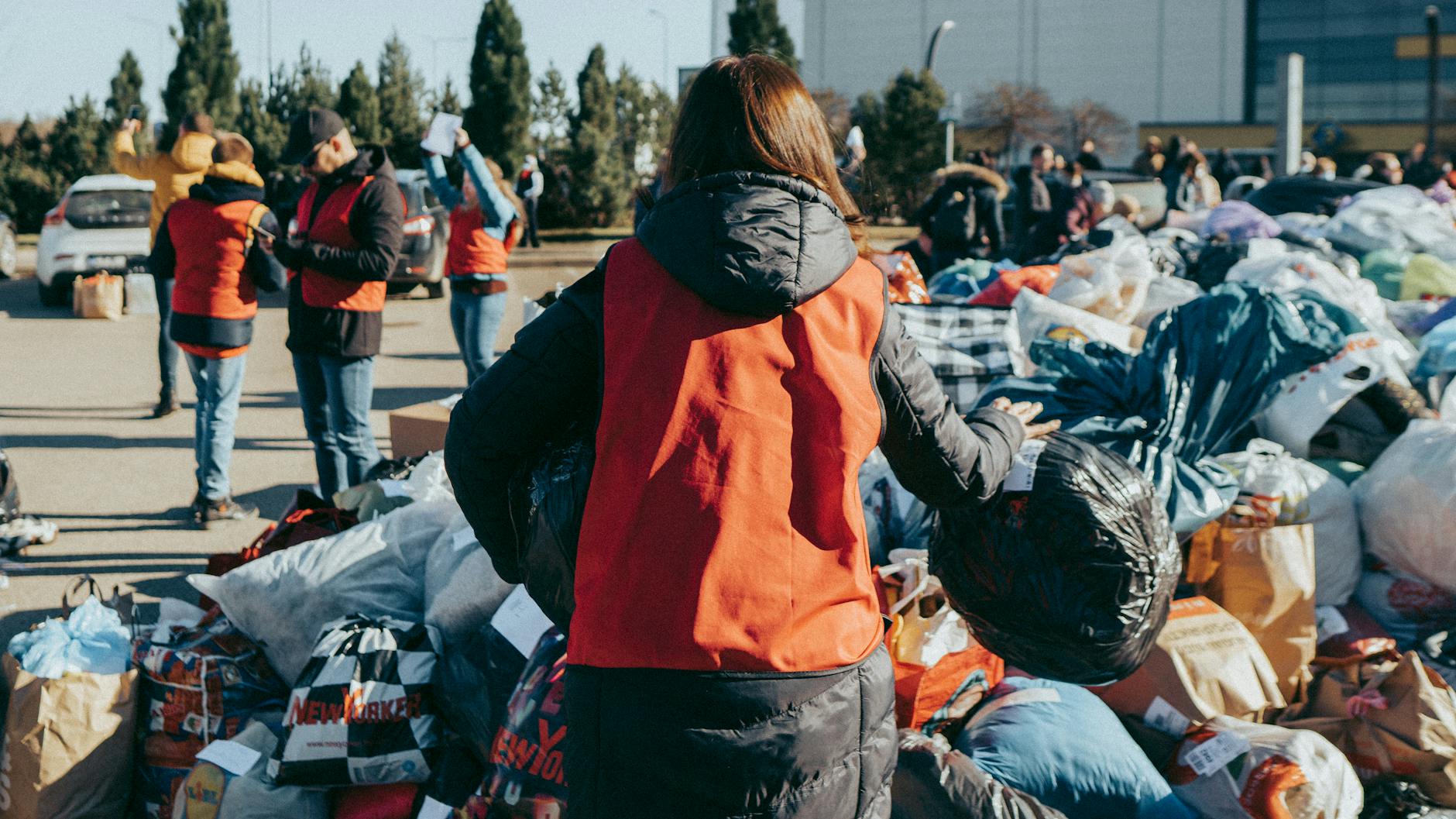 Volunteers at a community charity event